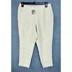 J Jill Love Linen Ankle Pants Womens MP Khaki Flax Elastic Waist High Rise NEW
